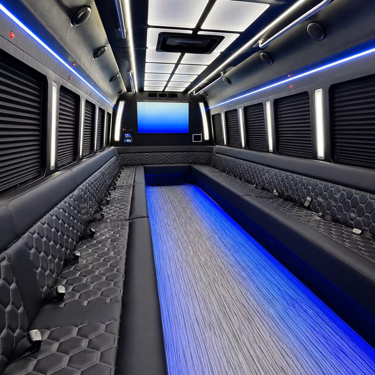 fayetteville 50 passenger party bus inside